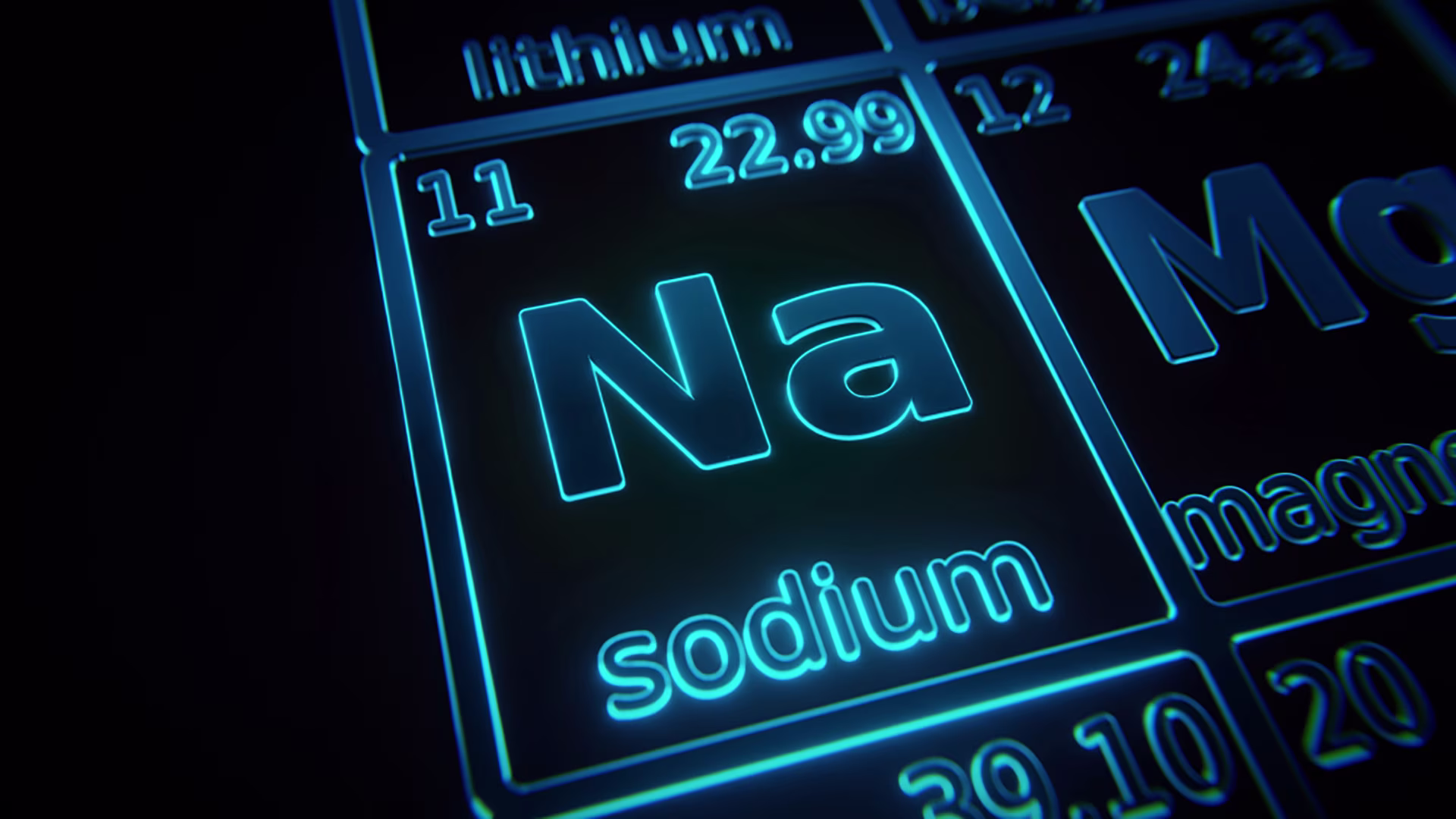 Représentation du sodium dans le tableau périodique.