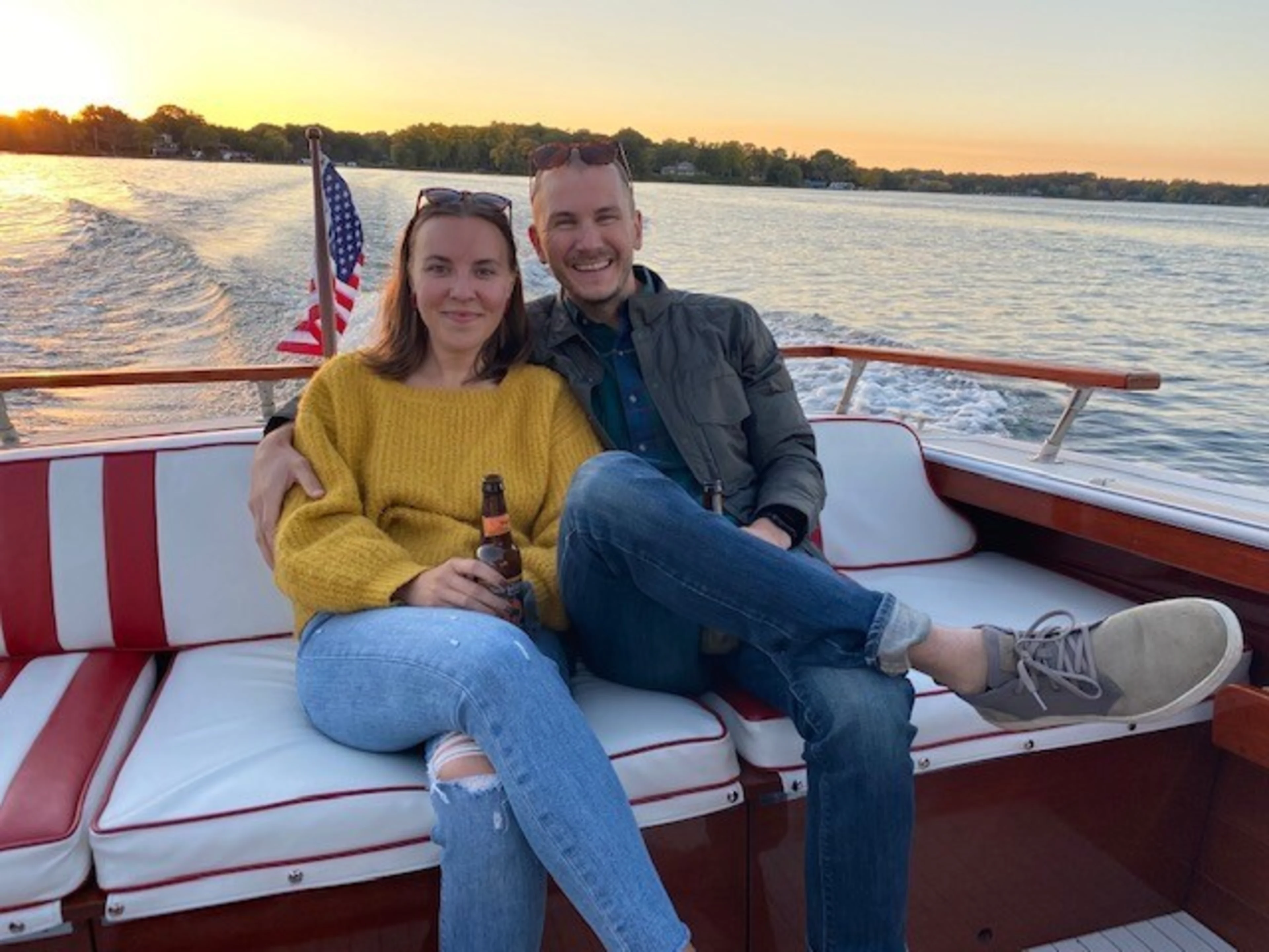 Matt and I enjoying a sunset on one of the many lakes in Minnesota (where I grew up!)