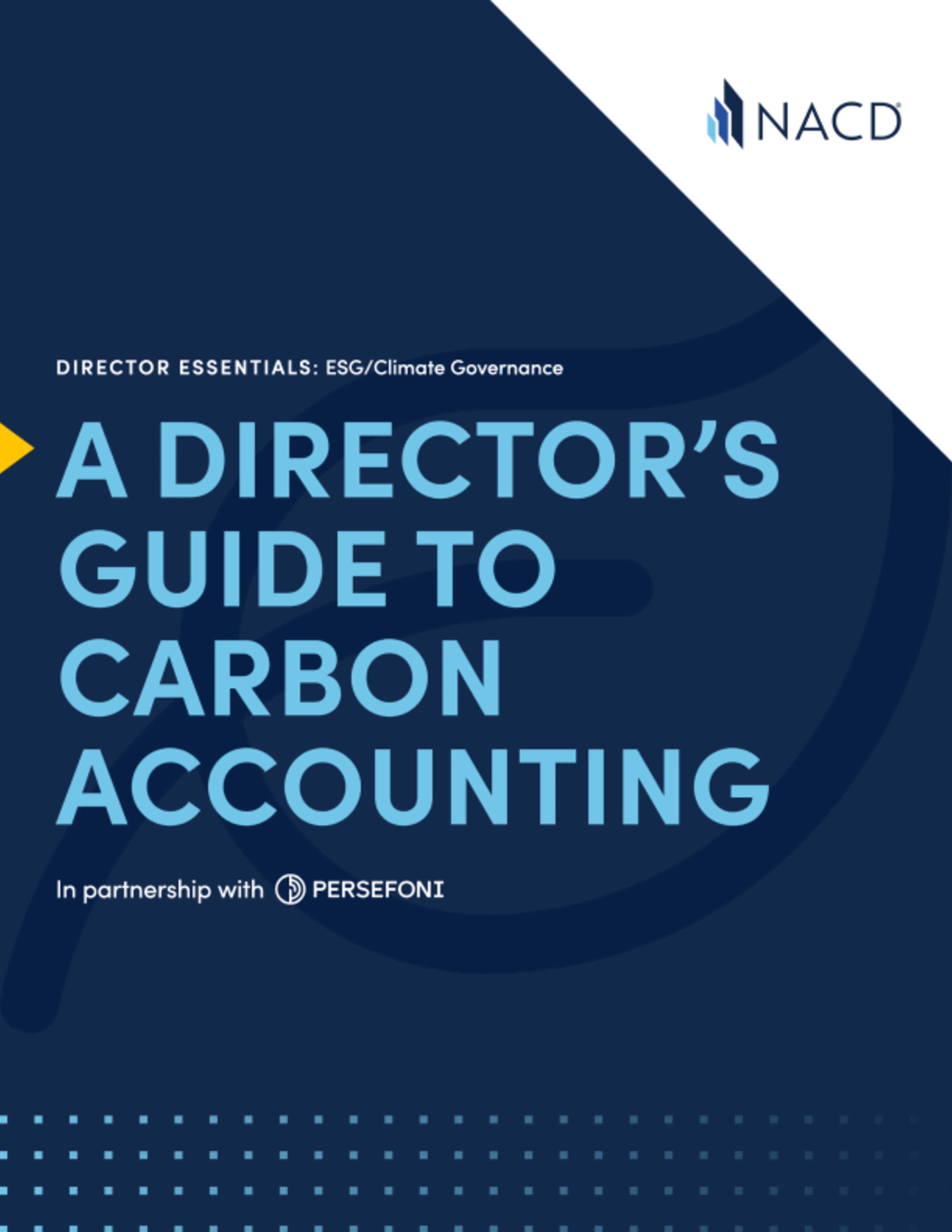 cover image for publication with text A Director's Guide to Carbon Accounting' and NACD logo