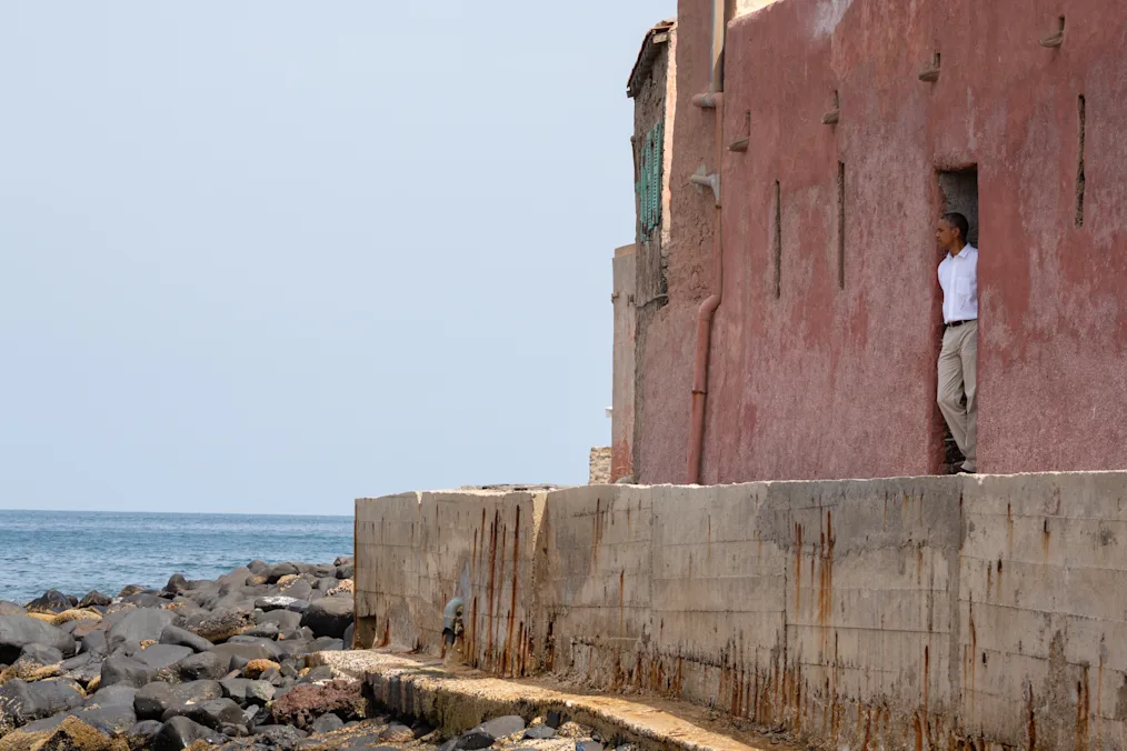 President Obama stands in a window as he tours the Maison des Esclaves (House of Slaves) Museum on Gorée Island, Senegal, June 27, 2013.(Official White House Photo by Chuck Kennedy)