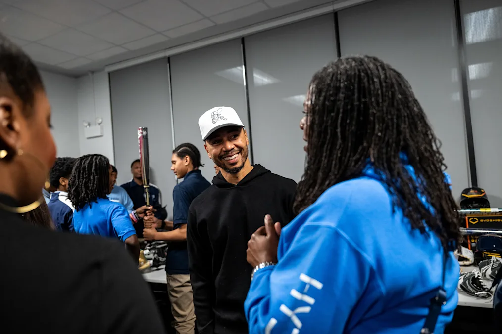 Los Angeles Dodger Mookie Betts, a Black man with a light skin tone,  speaks with students at Hyde Park Academy in Chicago on April 21, 2025, following a fireside chat as part of The Obama Foundation’s Futures Series program.​​​​‌﻿‍﻿​‍​‍‌‍﻿﻿‌﻿​‍‌‍‍‌‌‍‌﻿‌‍‍‌‌‍﻿‍​‍​‍​﻿‍‍​‍​‍‌‍​﻿‌‍﻿﻿‌‍﻿‍‌﻿‌​‌‍‌‌‌‍﻿‍‌﻿‌​‌‍‌‍‌﻿‌‌‌‍﻿​​‍﻿‍‌‍​﻿‌‍﻿﻿‌‍﻿‌​‍​‍​‍﻿​​‍​‍‌‍‍​‌﻿​‍‌‍‌‌‌‍‌‍​‍​‍​﻿‍‍​‍​‍‌‍‍​‌﻿‌​‌﻿‌​‌﻿​​‌﻿​﻿​﻿‍‍​‍﻿﻿​‍﻿﻿‌‍​‌‌﻿​​‌﻿​​​‍﻿‍‌‍​﻿‌‍﻿﻿‌‍﻿‍‌﻿‌​‌‍‌‌‌‍﻿‍‌﻿‌​‌‍‌‍‌﻿‌‌‌‍﻿​​‍﻿‍‌‍​﻿‌‍﻿﻿‌‍﻿‌​‍﻿﻿‌﻿​﻿‌﻿​​‌‍​‌‌‍​﻿‌‍‌‌‌﻿​﻿​‍﻿﻿‌‍﻿​​﻿‌﻿‌‍‍​​﻿‌‌​﻿‍‌‌‍‍​‌‍‌‍‌‍﻿‍‌‍﻿​‌﻿‍​‌‍‍‍‌﻿‍​​‍﻿﻿‌‍‌‌‌‍﻿‍‌﻿‌‍‌‍‍‌‌﻿​‍‌‍﻿﻿‌‍﻿‍‌‍﻿‌‌‍‌‌‌‍﻿‍‌﻿‌​‌﻿​﻿​‍﻿﻿‌‍﻿‌‌‍​‌‌﻿​﻿‌﻿‌​‌‍‌‌‌﻿​‍​‍﻿﻿‌‍‌‌‌‍﻿‍‌﻿‌​‌﻿​‍‌‍‍‌‌‍‌‌‌﻿​﻿​‍﻿﻿​﻿‌​‌​‌​​﻿​‍‌﻿​​‌​​‌‌​‍﻿‌﻿​‍‌﻿‌﻿‌﻿‌​‌‌​‌‌​​‌‌﻿​‌‌​​﻿‌​​‍‌​﻿﻿‌‍‌‍‌‍﻿‍‌​﻿﻿‌‍‍﻿‌‍‌‍​﻿‌﻿​﻿‌​​‍﻿﻿​﻿﻿﻿‌‍‌‍‌‍﻿﻿‌‍​﻿‌﻿‌‌‌﻿​﻿‌‍‌‌‌‍‌​‌​‌‍‌‍‍‌‌‍‌‌‌‍﻿​‌‍‌​​﻿﻿‌‌‍​‌‌‍﻿​‌﻿‌​‌‌‌​‌‍‌‌‌﻿‍​‌﻿‌​​‍‌‍‌‍‌‍‌‍﻿﻿‌‍​﻿‌﻿‌‌‌﻿​﻿‌‍‌‌‌‍‌​‌​﻿​‌‍﻿﻿‌‍​﻿‌‍​‌‌‍﻿​‌‍‌‌​﻿﻿‌‌‍‌‌‌‍﻿‍​‍﻿‌‌‌‌‌‌‌​﻿​‍‌‍‌﻿​﻿‌‍﻿﻿‌﻿‌‌‌﻿​‍‌‍​﻿‌‍‌‌​﻿﻿‌‌﻿‌‍‌‍‌‌‌﻿​‍‌‍​﻿‌‍‌‌‌‍﻿​​‍﻿‌‌‍​﻿‌‍﻿﻿‌‍﻿‍‌﻿‌​‌‍‌‌‌‍﻿‍‌﻿‌​​‍﻿‌‌‍﻿​‌‍‍‌‌‍﻿‍‌‍‍﻿​‍​‍​‍﻿​​‍​‍‌‍​﻿‌‍﻿﻿‌‍﻿‍‌﻿‌​‌‍‌‌‌‍﻿‍‌﻿‌​‌‍‌‍‌﻿‌‌‌‍﻿​​‍​‍​﻿‍‍‌﻿‍﻿​‍​‍‌‍‌‌‌‍‌​‌‍‍‌‌﻿‌​‌‍﻿﻿‌﻿​‍‌​‍‌‌‍﻿‍‌﻿‌​‌‍‌‌‌﻿​‍‌‍‌‍‌‍​‌‌‍​﻿‌‍‌‌​‍​‍​﻿‍‍‌﻿‍﻿​‍​‍‌﻿‌﻿‌‍‍‌‌‍‌​‌‍‌﻿‌‍‌‌‌﻿‌​‌​‍‌‌‍‌​​‍​‍​﻿‍‍​‍​‍‌‍﻿‌‌﻿‌‌‌‍﻿​‌﻿‌​‌‍‍‌‌﻿​​‌‍﻿​‌‍‌‌‌​﻿​‌‍‍‌‌‍﻿‍‌‍‌‌​‍​‍​‍﻿​​‍​‍‌﻿‌﻿‌‍‍‌‌‍‌​‌‍‌﻿‌‍‌‌‌﻿‌​‌​﻿‍‌‍​‌‌‍﻿‌‌‍‌‌‌﻿​﻿‌﻿​​‌‍​‌‌‍​﻿‌‍‌‌​‍​‍​﻿‍‍​‍​‍‌‍​‍‌﻿‌‌‌‍‍‌‌‍﻿​‌﻿‌​‌‍‍‌‌‍﻿‍​‍​‍‌﻿﻿‌​‍﻿​​‍​‍‌‍‌‍‌‍‍‌‌‍‌‌‌‍﻿​‌‍‌​‌‌‌​‌﻿‍‌‌﻿​​‌‍‌‌​‍​‍​﻿‍‍​‍​‍‌‌‌​‌‍‌‌‌﻿‍​‌﻿‌​​‍​‍‌﻿﻿‌‌﻿﻿‌