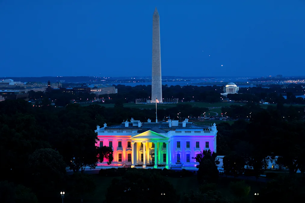 The White House was lit up in rainbow colors on June 26, 2015, to celebrate the Supreme Court's decision legalizing same-sex marriage nationwide. (Official White House Photo by Chuck Kennedy)