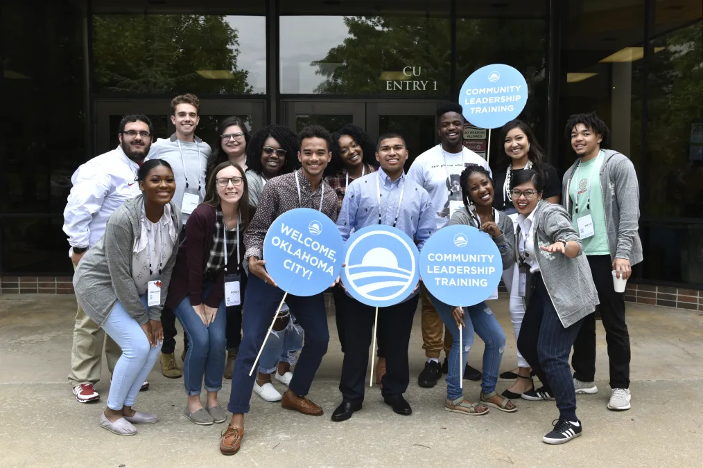 Participants pose for a portrait during the Obama Foundation Community Leadership Training Day in Oklahoma City on October 6, 2018.