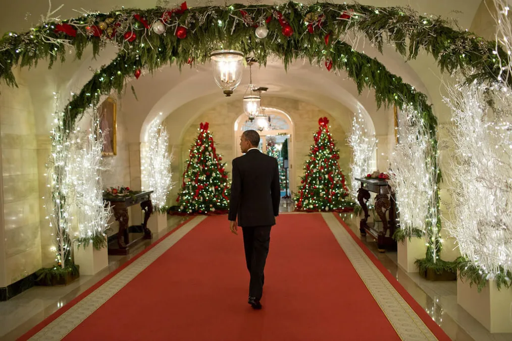 The President walks through the Ground Floor Corridor