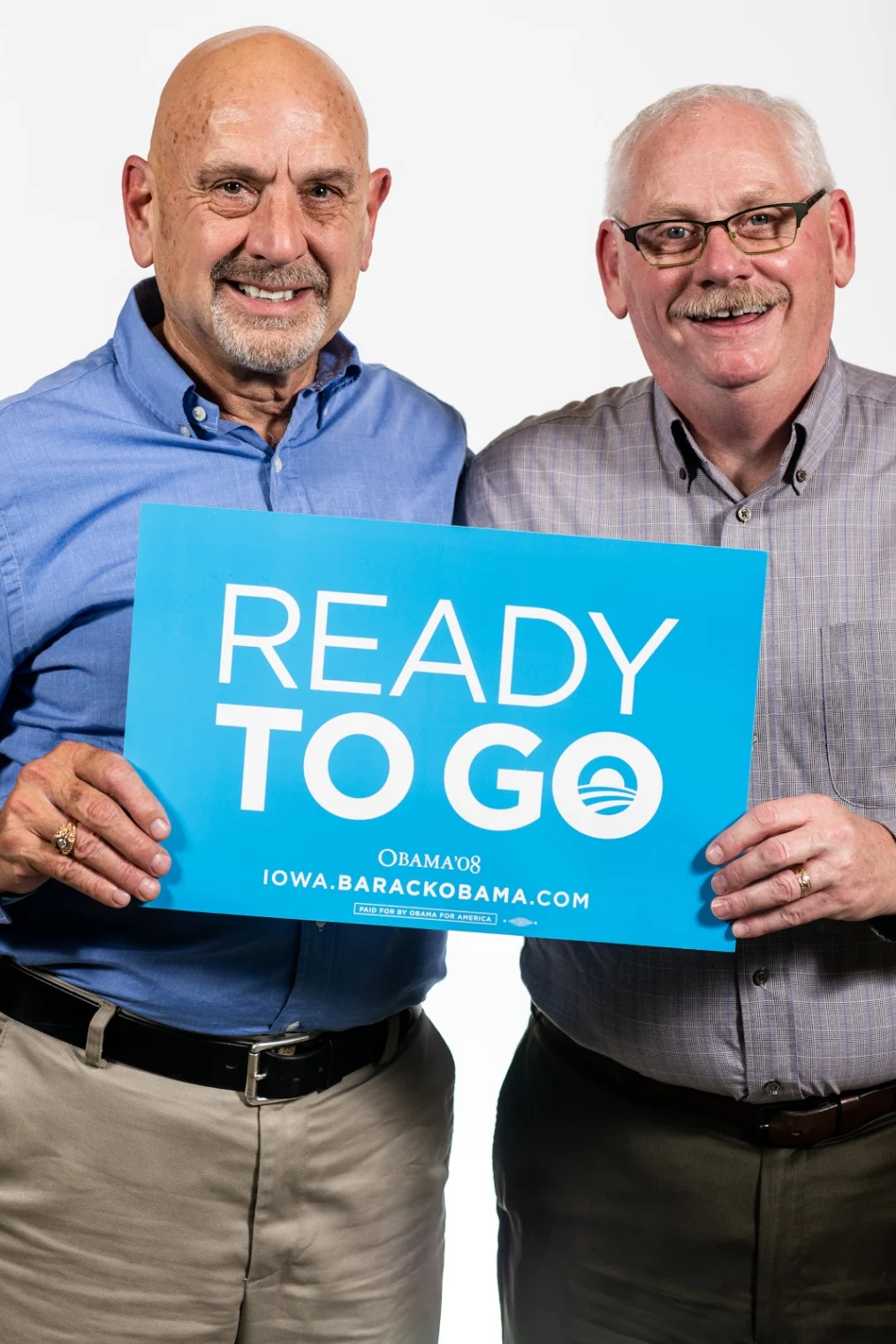 Dean Genth and Gary Swensen with a Ready to Go Sign 