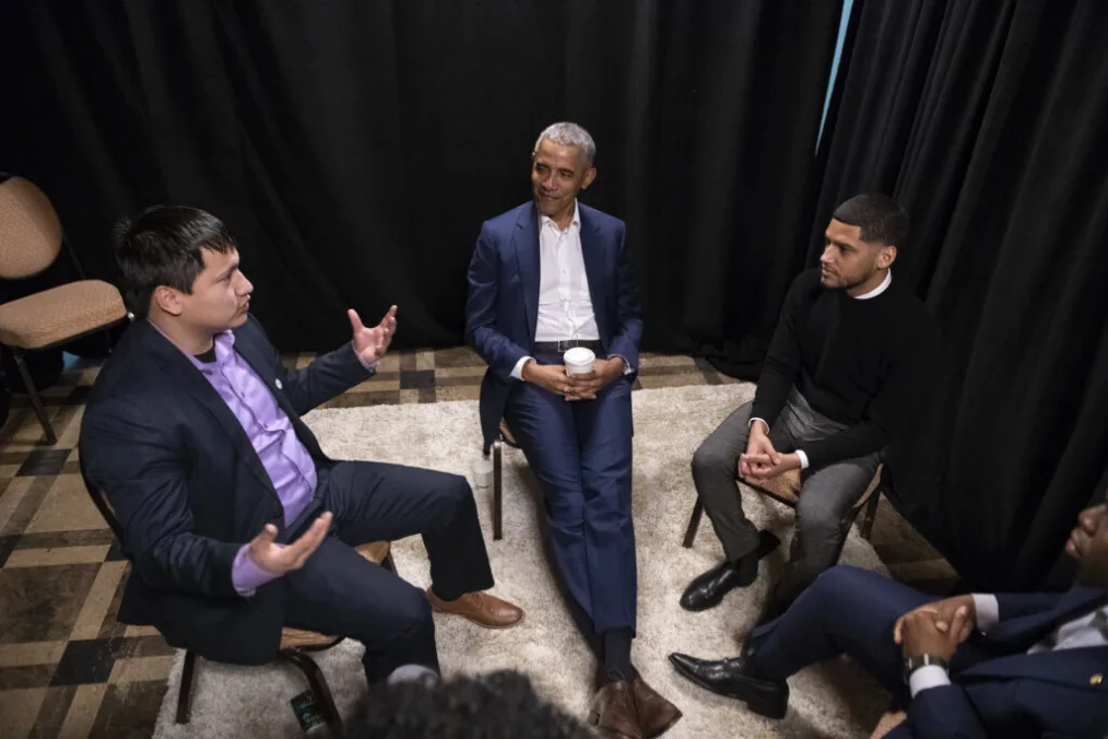 President Obama listens to young people during a roundtable conversation at MBK Rising!