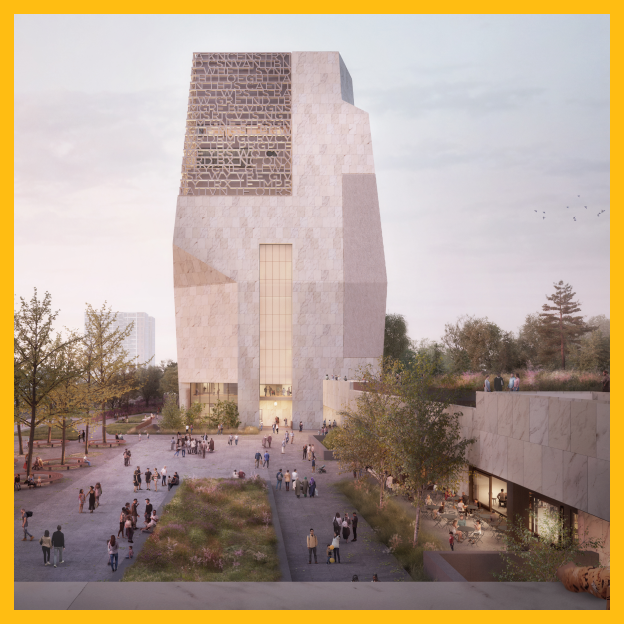 A rendering depiction of the Plaza at the Obama Presidential Center.