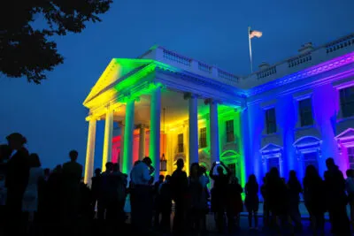 White House lit with the colors of the rainbow