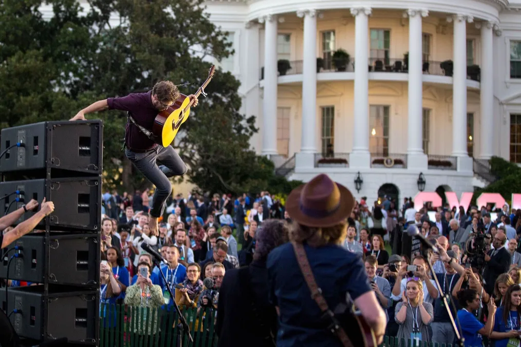 The Lumineers performing on the South Lawn.