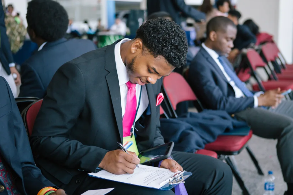Young man getting training at the Newark Opportunity Summit