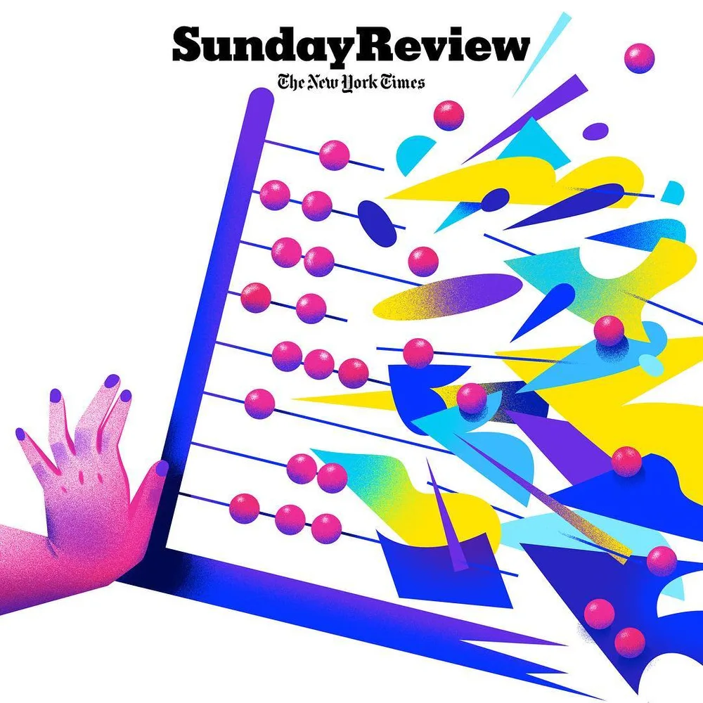 Sunday Review cover with bright illustration.