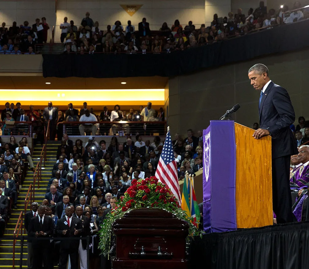 President Obama at the Charleston eulogy.