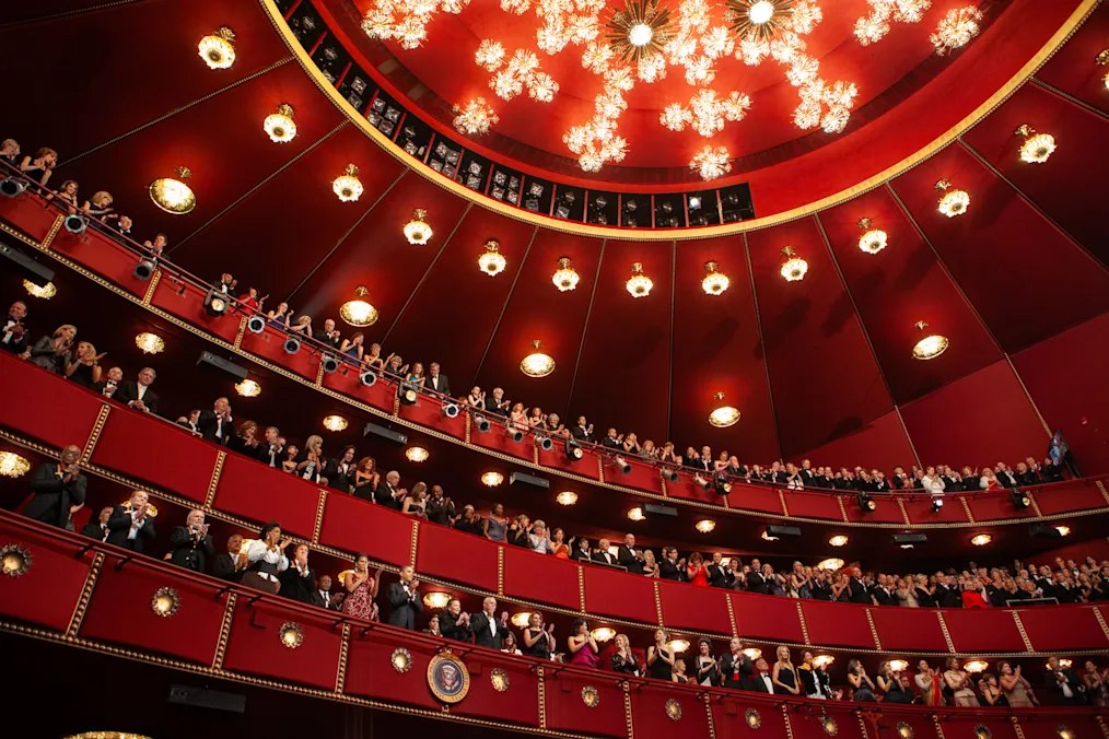 A wide shot of President and Mrs. Obama standing in the balcony at the 2010 Kennedy Center Honors Ceremony.  (Official White House Photo by Chuck Kennedy)
