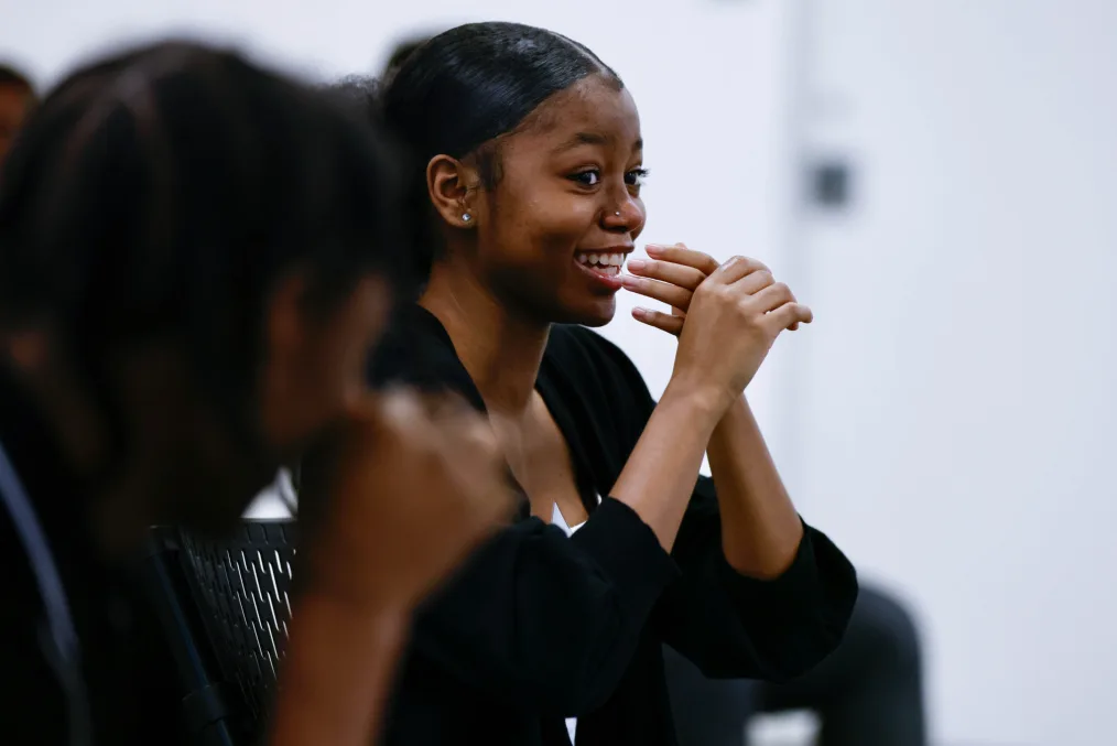 Mrs. Obama meets with Hyde Park Academy students at the Obama Foundation office in Chicago, IL on December 3, 2021.