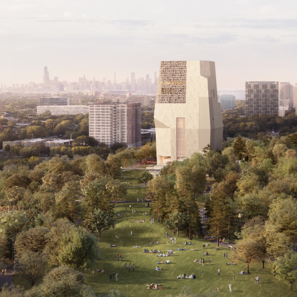 A rendering of the Obama Presidential Center campus.