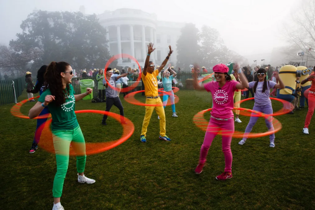 KidTribe hula hoopers perform during the Easter Egg Roll