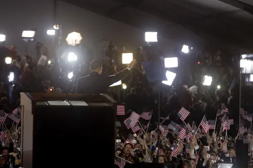 Barack Obama and his family on election night