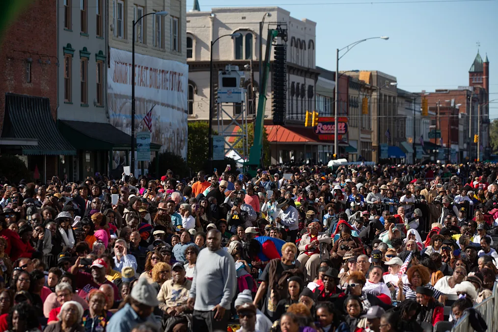 Crowd gathering to commemorate the 50th Anniversary of the “Bloody Sunday” march from Selma to Montgomery, in Selma, Alabama. 