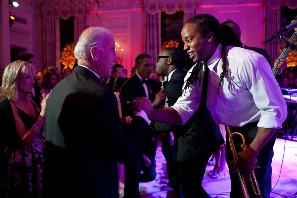 Vice President Joe Biden greets Lance Powlis