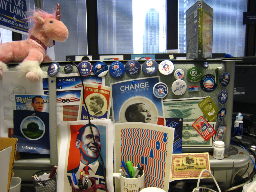 A picture of Jessica’s desk from the 2008 campaign