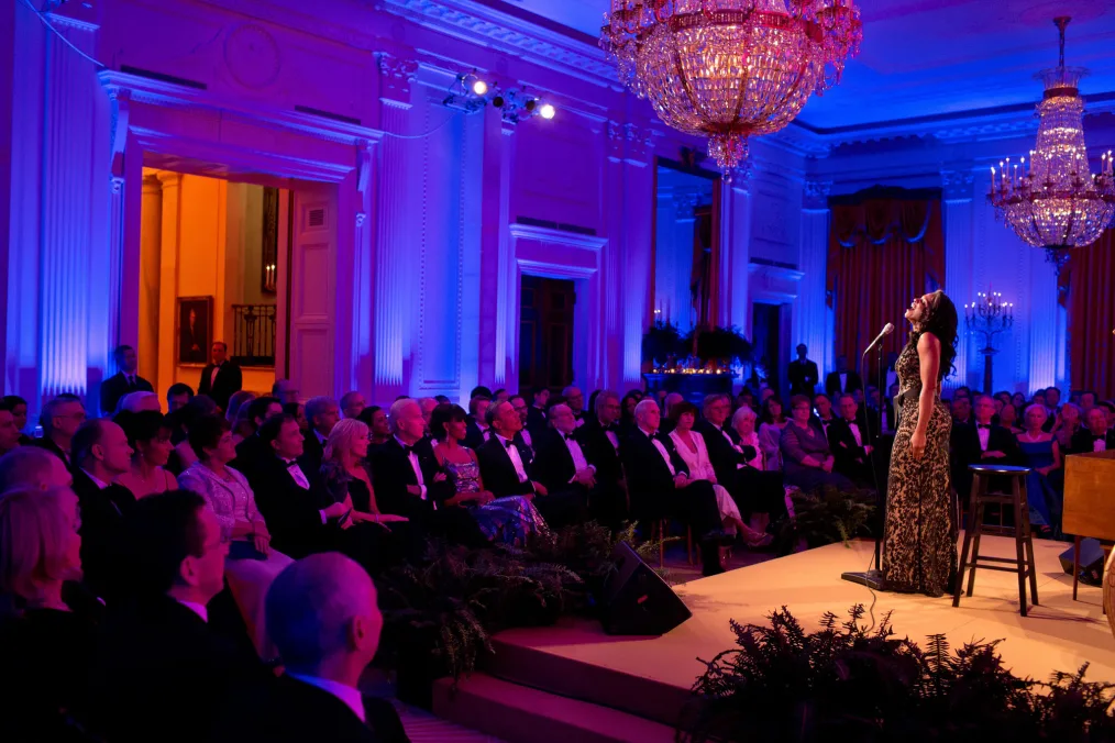 Audra McDonald performs in the East Room of the White House