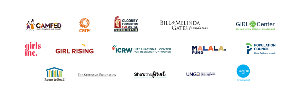 A small picture shows many different organizations that focus on supporting
women's success including Girls Inc, Girl Rising, and many more.
