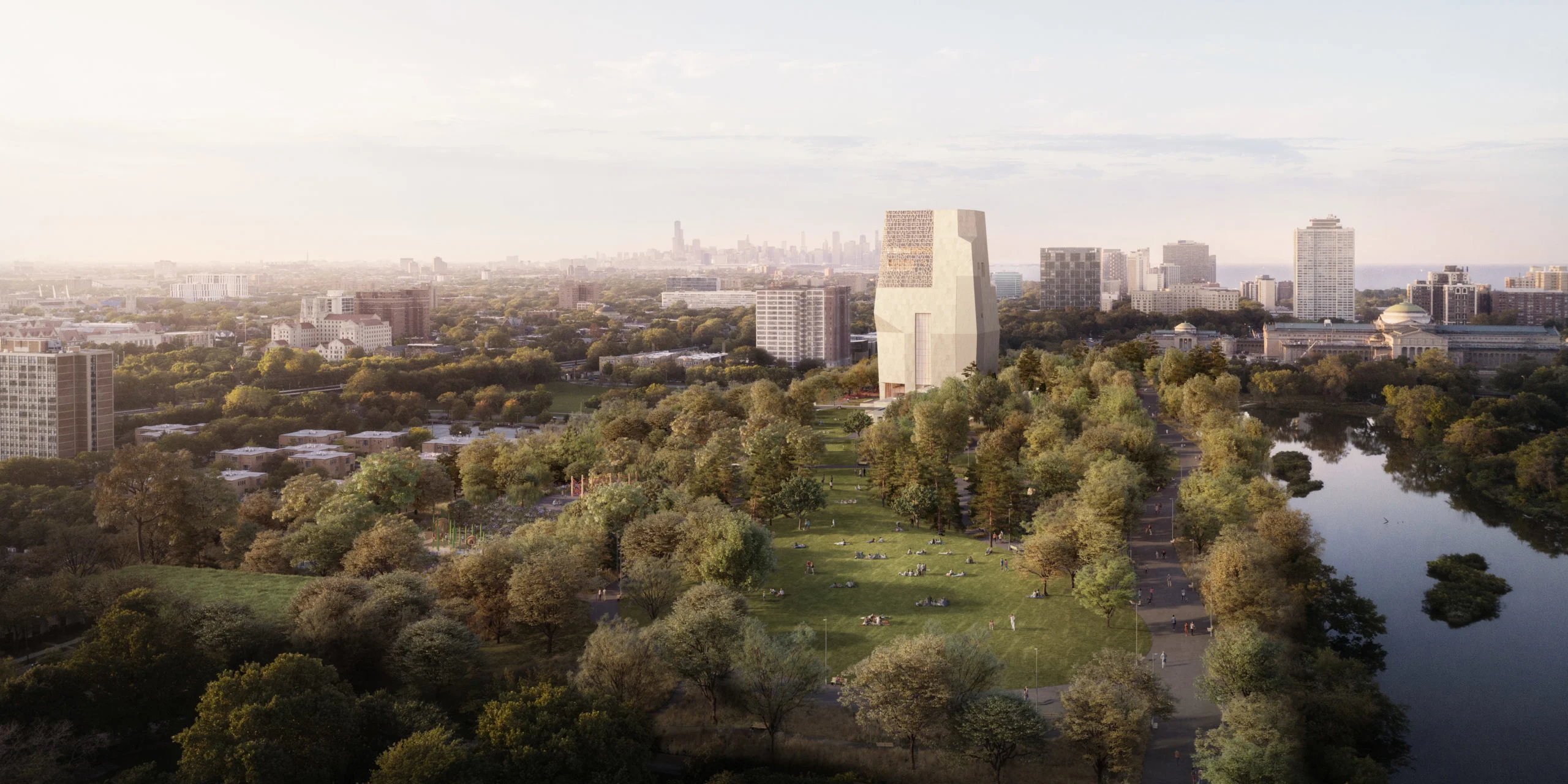 A rendering of the Obama Presidential Center campus.