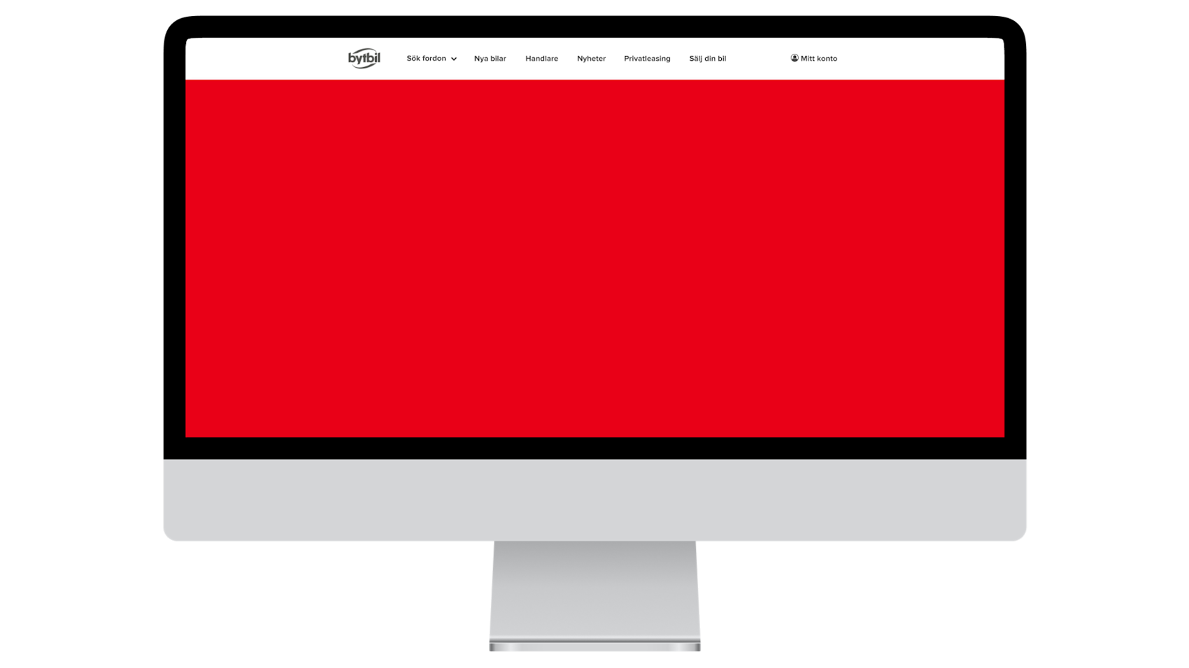 Bybil webbplats visad på datorskärm med annonsformatet Bytbil Takeover.