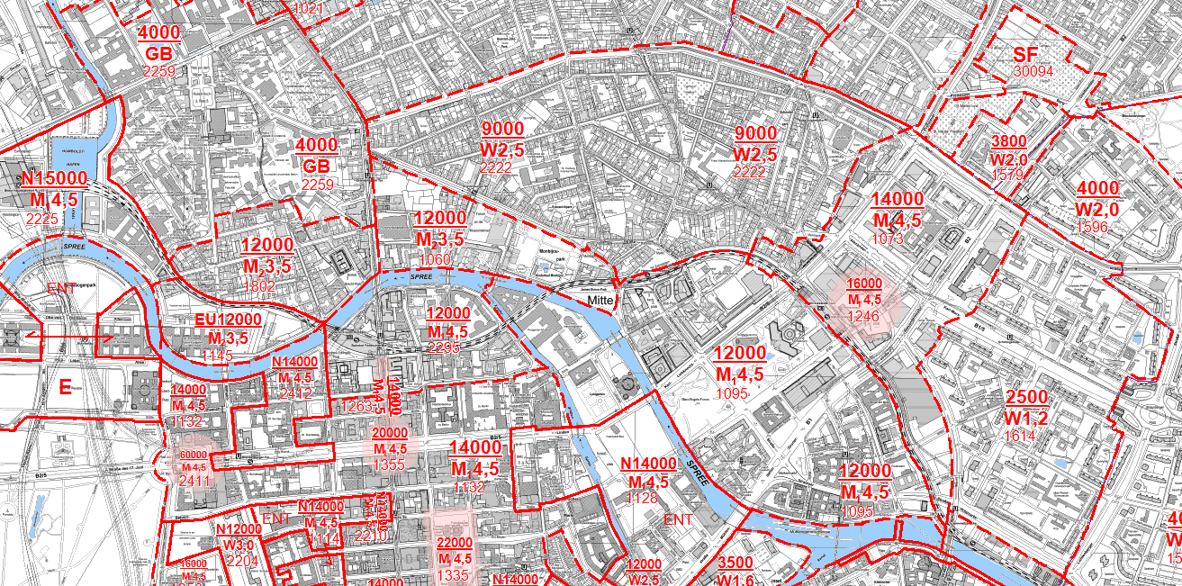 Bodenrichtwertkarte Beispiel BORIS Berlin