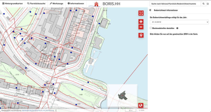 Bodenrichtwertkarte Hamburg - BORIS HH