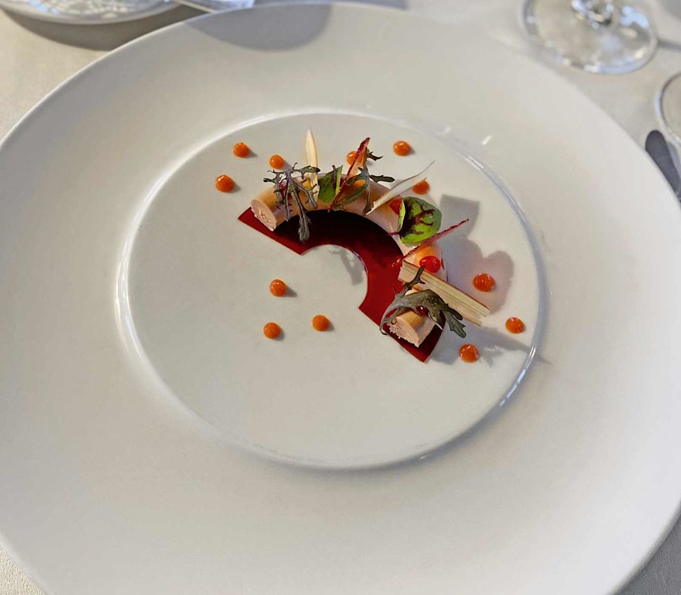 Foie Gras mit Portweingelee und Rhabarber in der «Villa Principe Leopoldo».
