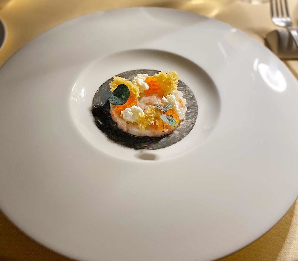 Garnelen mit Burrata und Forellenkaviar im «I Due Sud».