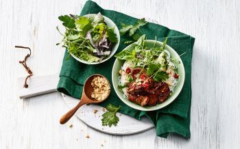 Reisnudeln-Kräuter-Salat mit Schweinefleisch