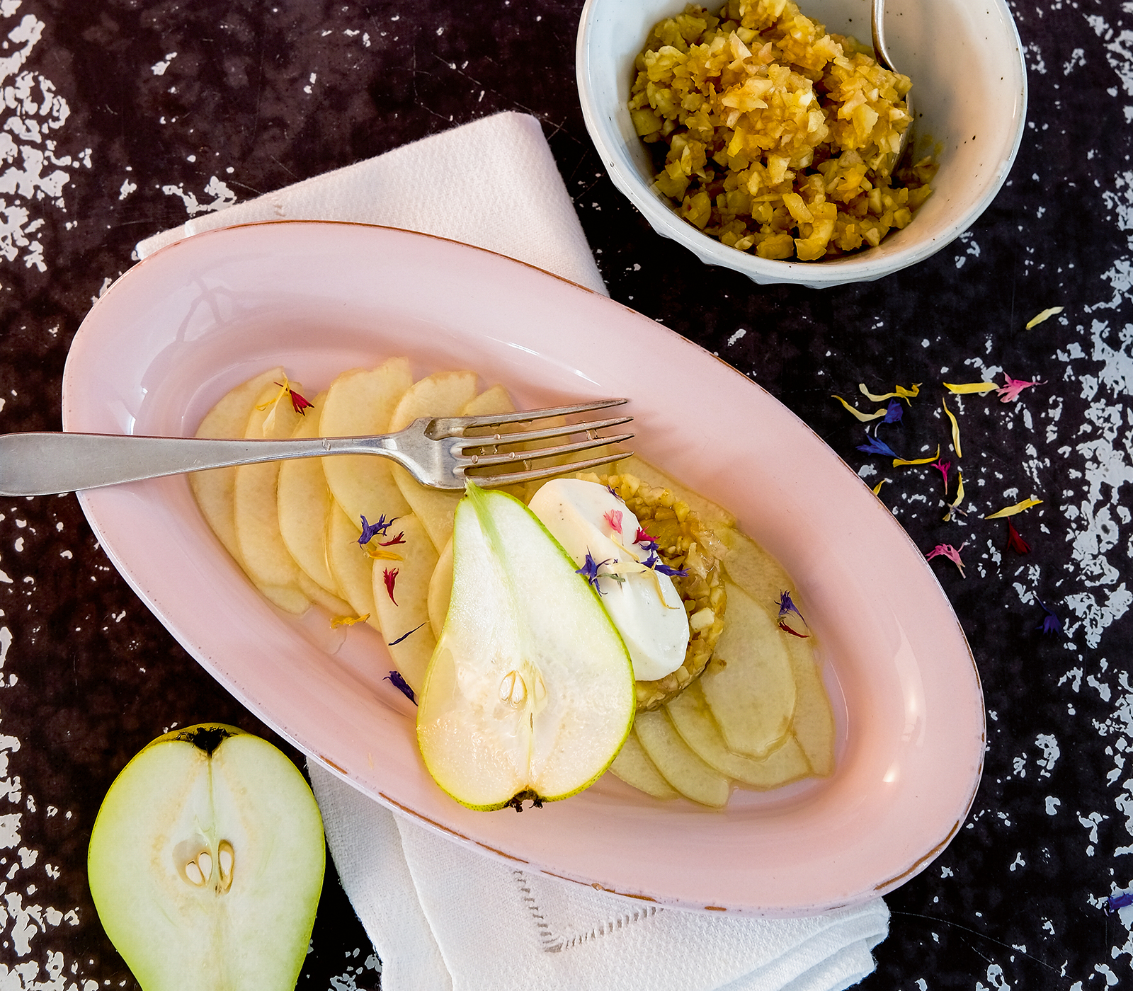 Birnencarpaccio mit Marronitatar - Annemarie Wildeisens KOCHEN