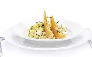 Reis-Linsen-Salat mit Feta und Melone