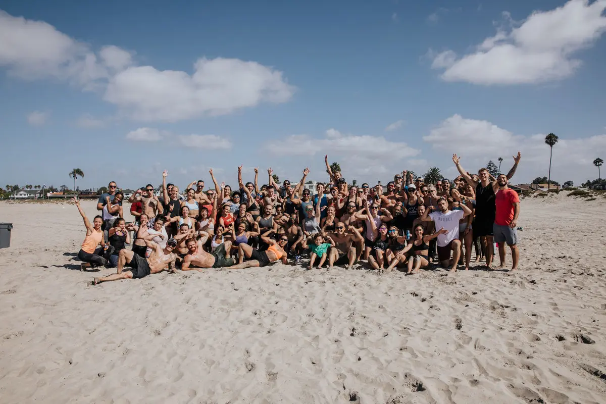 People grouped at the beach