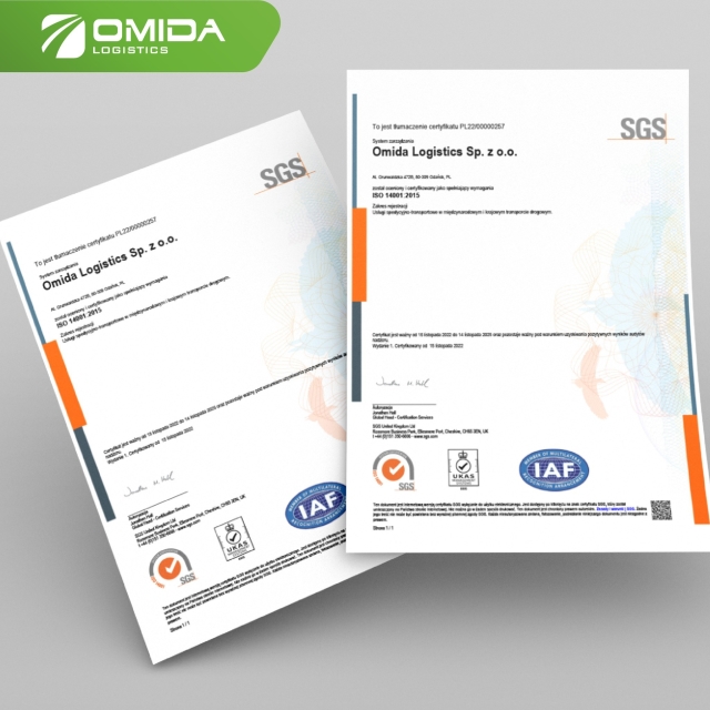 Uzyskanie certyfikatów ISO | Omida Logistics