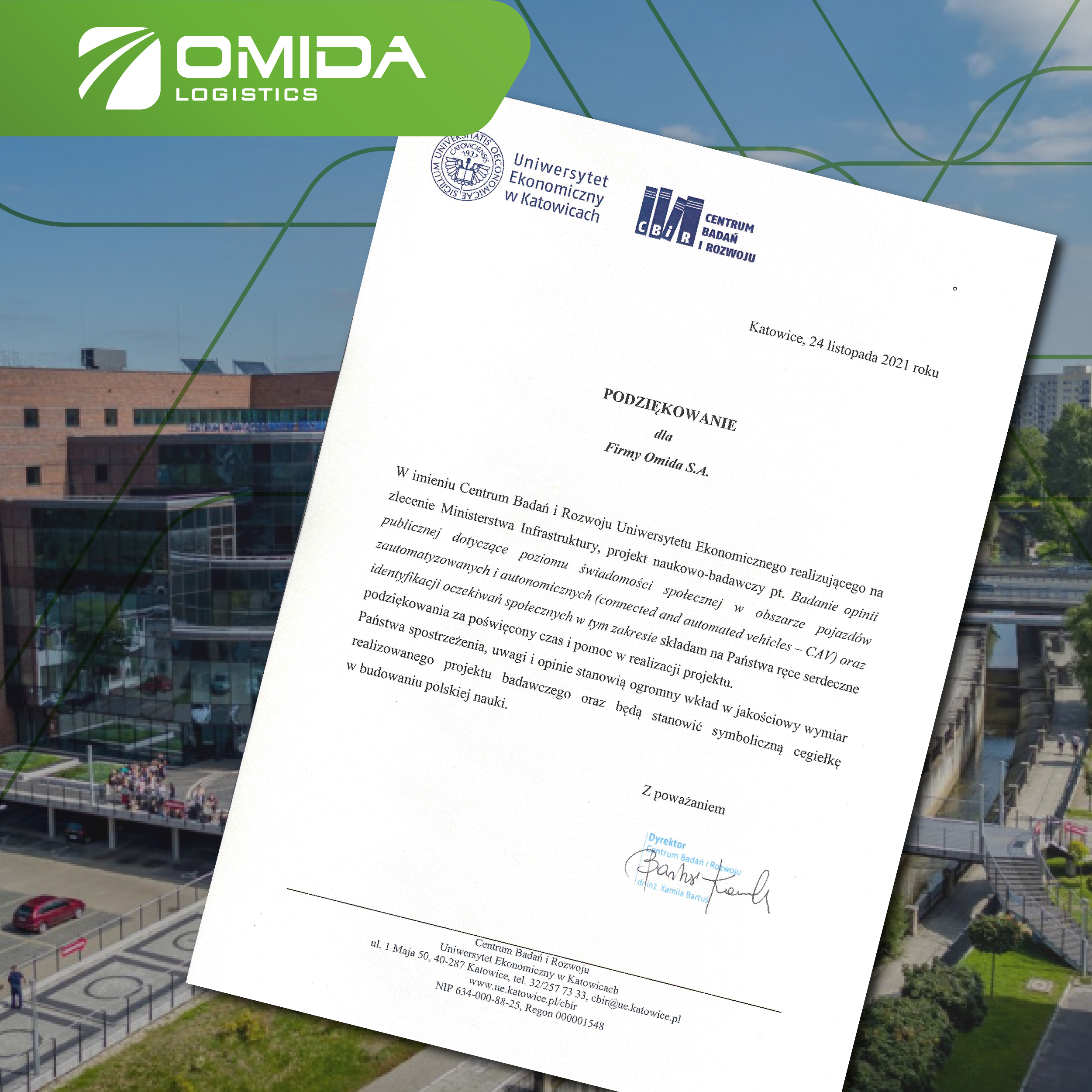 Omida wspiera realizację projektu naukowo-badawczego | Omida Logistics