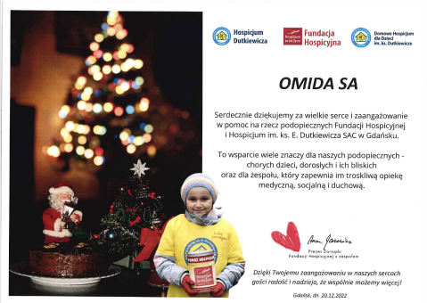 Podziękowania od Fundacji Hospicyjnej | Omida Logistics