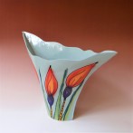 JK1 Vase wave, cut out stoneware, handpainted, h.33,5×53,5×17cm, TerraDelft2