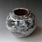 PhD2113-2 Vase rond gris-bleu, h.21xd.24cm, stoneware, TerraDelft