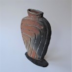 McW2112-3, Brown Vase object, h.34,5x23x6cm, woodfired-stoneware, slate foot, TerraDelft2