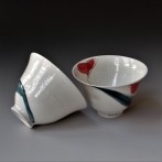 Teabowl red, wheel thrown porcelain, h.7,5xd11cm, TerraDelft2