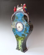 RE22-11 Parrot clock, h.53x26,5x10cm, aardewerk-glazuur, TerraDelft2