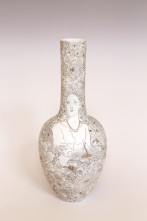 A18-6C New Guan Ware Vase, 2016, h.25xd.10cm, handpainted porcelain, goldluster and celadon glaze