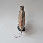McW21-3 Majiayao Vase M1, h.30,5x31x8cm, woodfired stoneware on slate foot - porcelain beads on wire, TerraDelft2