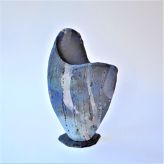 McW2112-1, Blue Jar object, h.38,5x22x6,5cm, woodfired-stoneware, slate foot, TerraDelft1