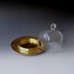 IJ13 Golden Cheese Cover, porcelain-gold-glass, h.16xd.21cm, 2 parts, TerraDelft2