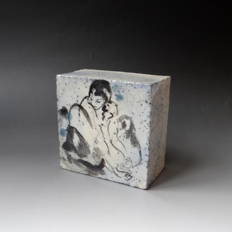 SS-MJL 20-05 raku wallcube, handpainted, 18x18x10cm, TerraDelft1