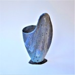 McW2112-1, Blue Jar object, h.38,5x22x6,5cm, woodfired-stoneware, slate foot, TerraDelft2